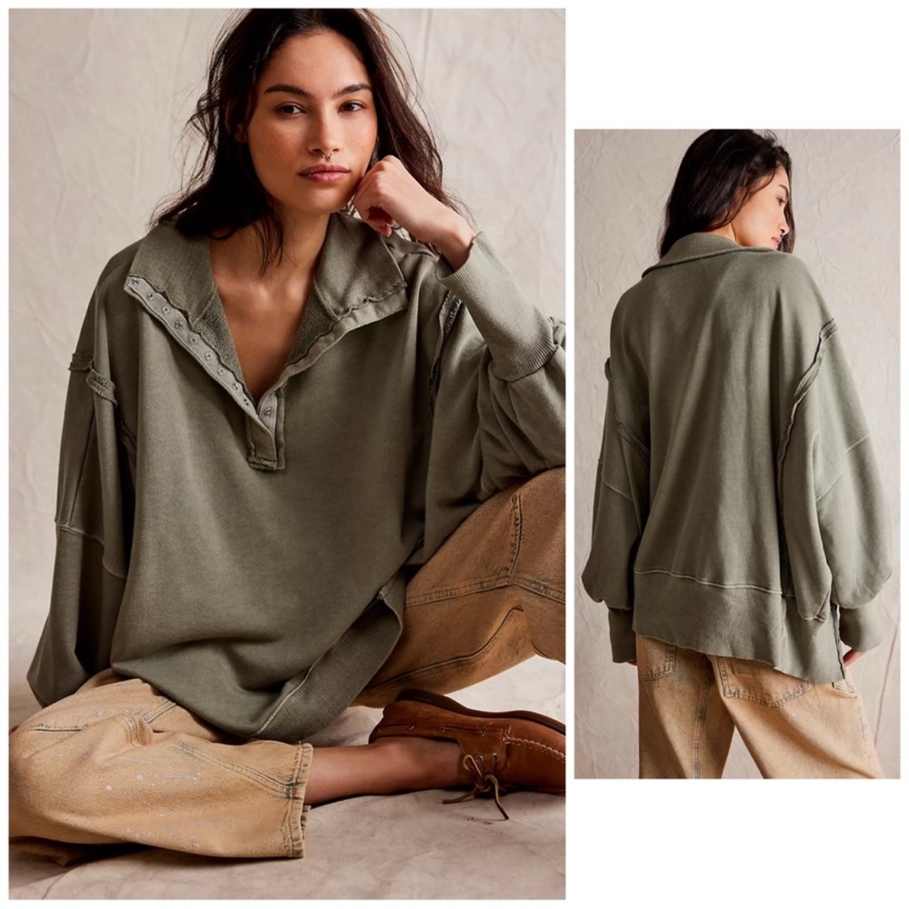 Free people movement Camden Henley sweatshirt in Laurel Oak - Picture 4 of 6